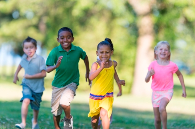 children running in park